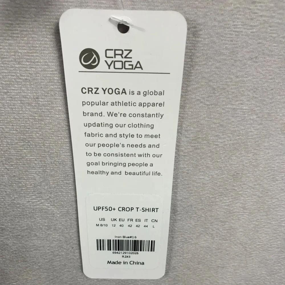 CRZ YOGA Womens Long Sleeve Crop T-shirt Yoga Medium 8/10 - Picture 2 of 5